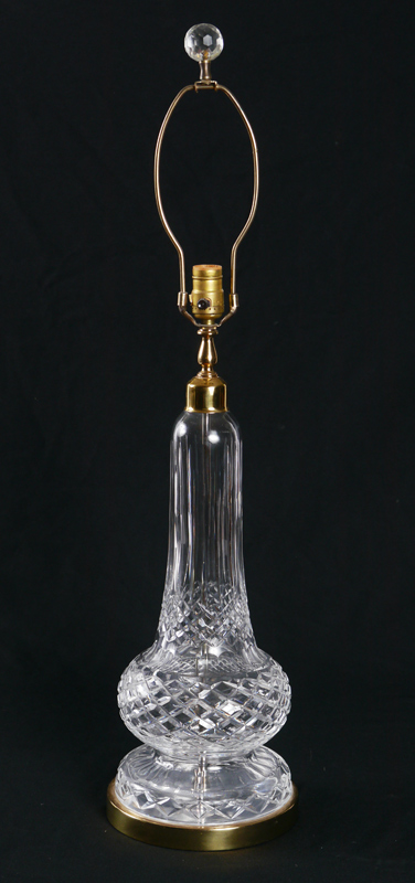 Appraisal: WATERFORD QUALITY CUT GLASS BRASS LAMP Cut glass body on