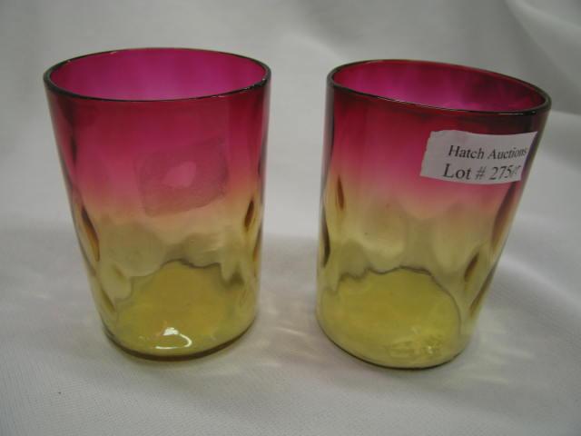 Appraisal: Victorian Amberina Art Glass Tumblers pair diamond decor excellent