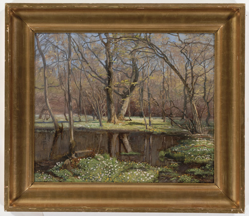 Appraisal: LANDSCAPES Olaf Viggo Peter Langer Danish - Pond in the