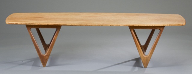 Appraisal: Teak Coffee Table Triangle legs H x W x D