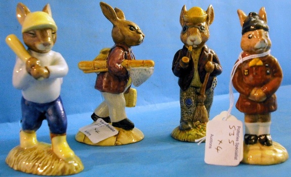 Appraisal: Royal Doulton Bunnykins Figures Autumn Days DB Fisherman DB Home