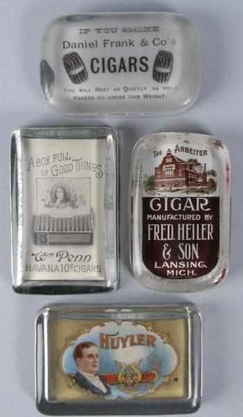 Appraisal: Lot of Cigar Advertising Paperweights Description to Includes Huyler Daniel