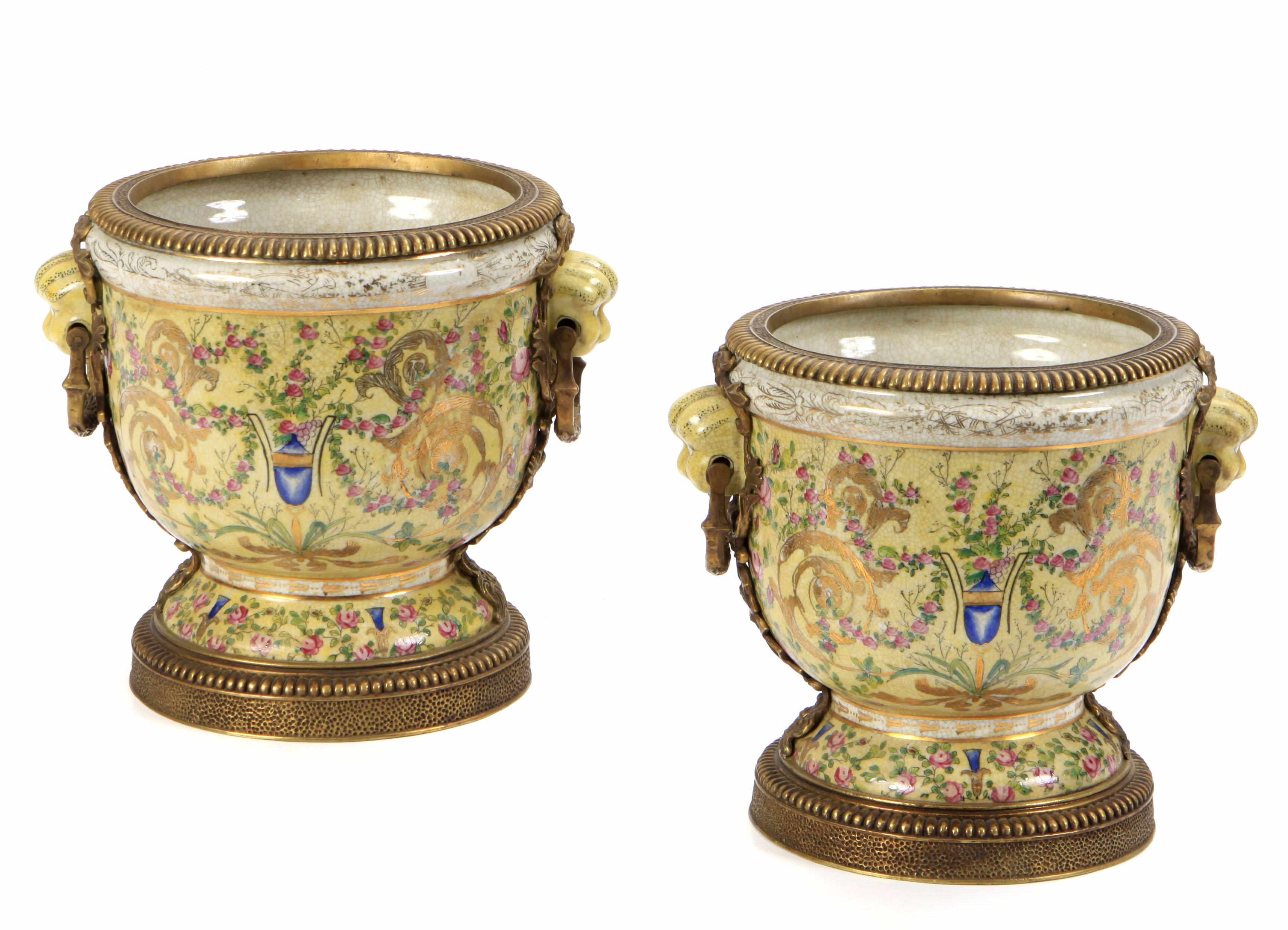 Appraisal: A pair of Neoclassical style gilt bronze mounted porcelain compotes