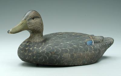 Appraisal: Carved and painted duck decoy carved feather detail applied glass