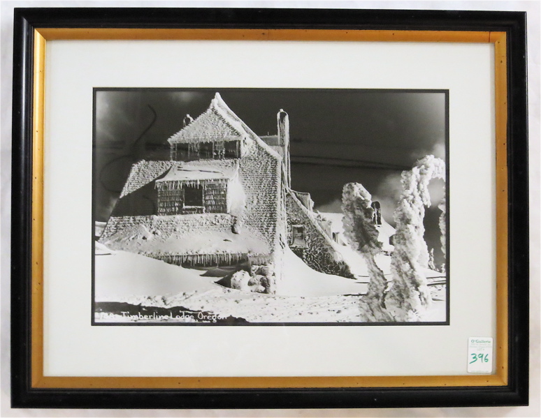 Appraisal: PHOTOGRAPHIC PRINT depicting Timberline Lodge on Mount Hood covered in