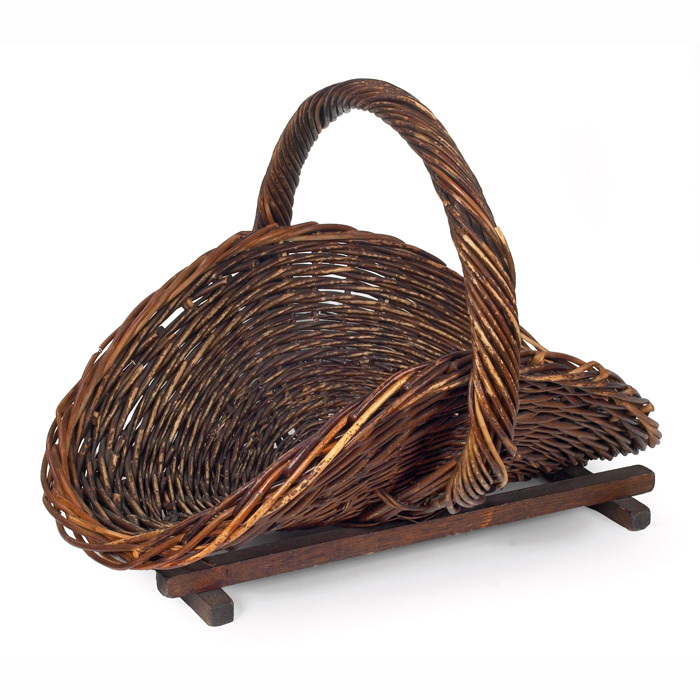 Appraisal: Gustav Stickley log basket attribution in woven willow w x