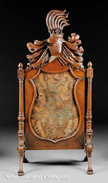 Appraisal: A Good Continental Incised and Carved Firescreen mid- th c