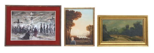 Appraisal: lot of Framed Italian school paintings th c including acrylic