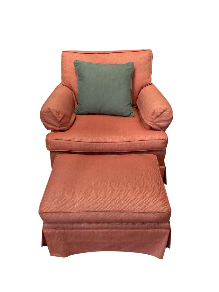 Appraisal: Upholstered Chair Ottoman Upholstered Club Chair and Ottoman Upholstered club