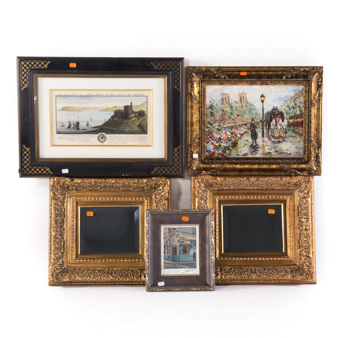 Appraisal: Assorted framed items including gilt mirrors print oil on canvas