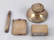 Appraisal: A silver matchbox holder a silver cased pencil a silver