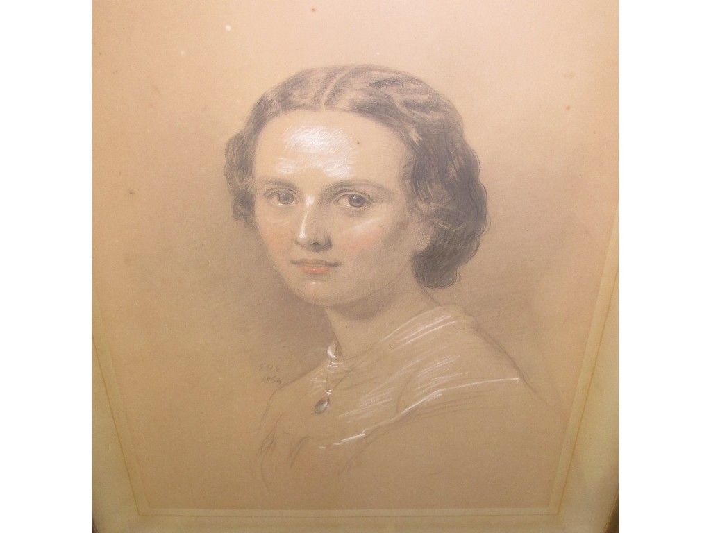 Appraisal: Chalk portrait of a gentlewoman signed and dated ELLE recto