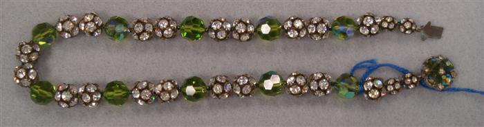 Appraisal: Vintage choker made with green glass beads along with rhinestone