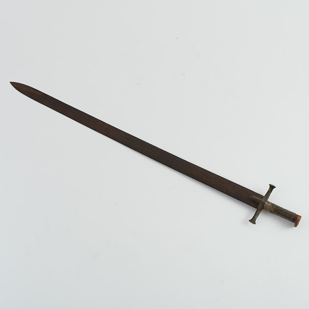 Appraisal: Sudanese Kaskara Sword Sudanese Kaskara straight sword ca Sword has