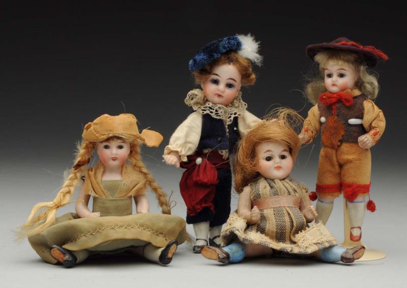 Appraisal: Lot Of All-Bisque Dolls All have glass eyes wigs jointed