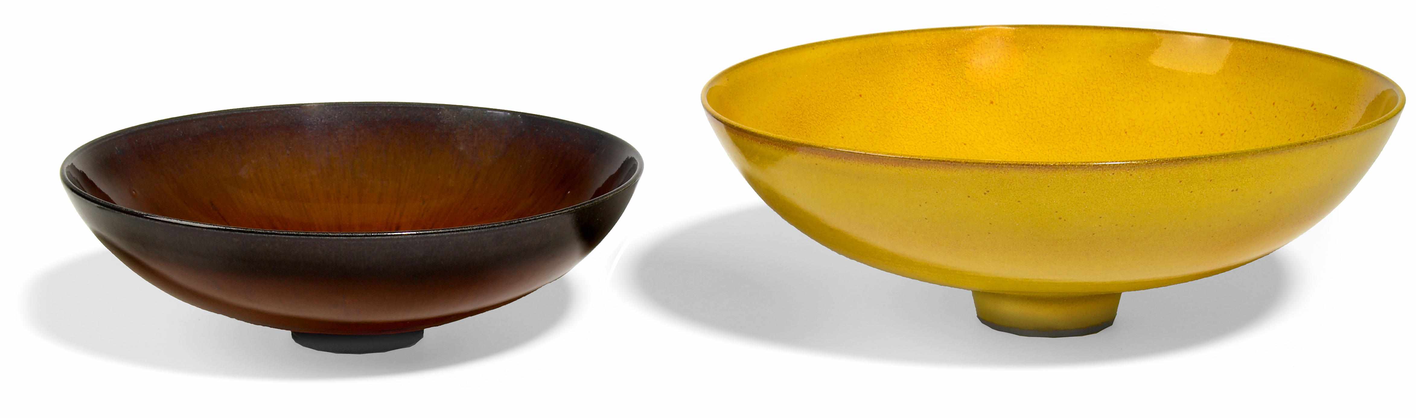 Appraisal: James Lovera American born two high glazed earthenware bowls two