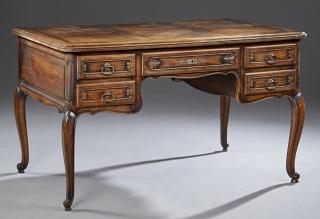 Appraisal: Louis XV Style Carved Oak Bureau Plat th c th