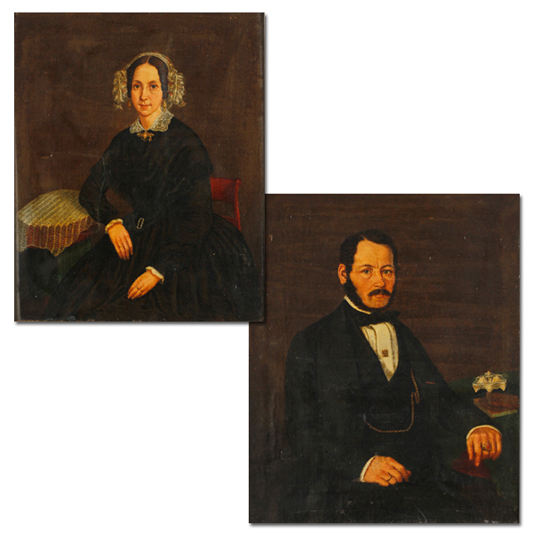 Appraisal: Pair th Century American School portraits of a man and