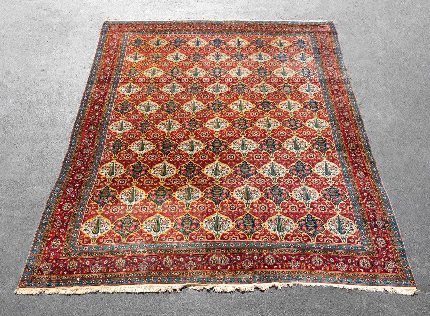 Appraisal: PERSIAN BAKHTIARI PANEL GARDEN RUG X Semi-antique hand knotted Persian