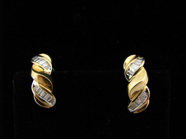 Appraisal: Pair of K Yellow gold twist style earrings with baguette