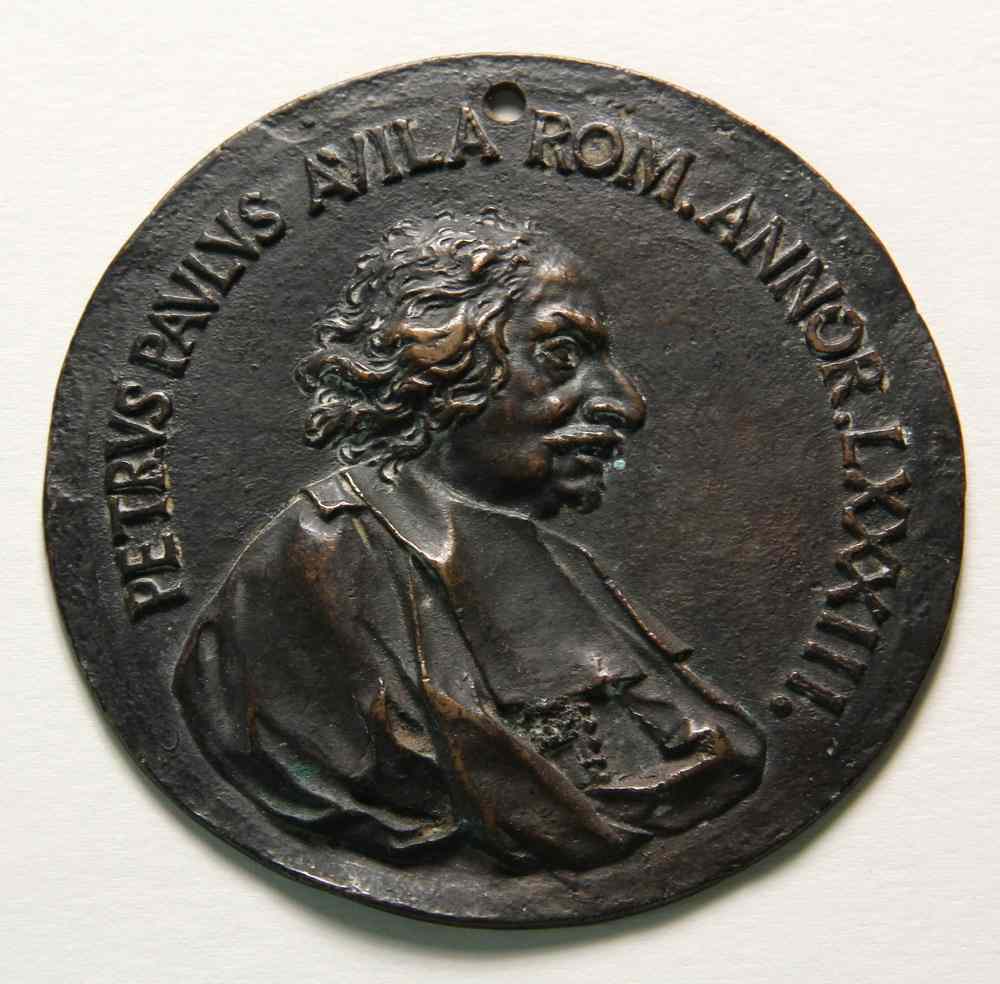 Appraisal: EARLY BRONZE PORTRAIT MEDALLION- bearing a profile portrait in bas