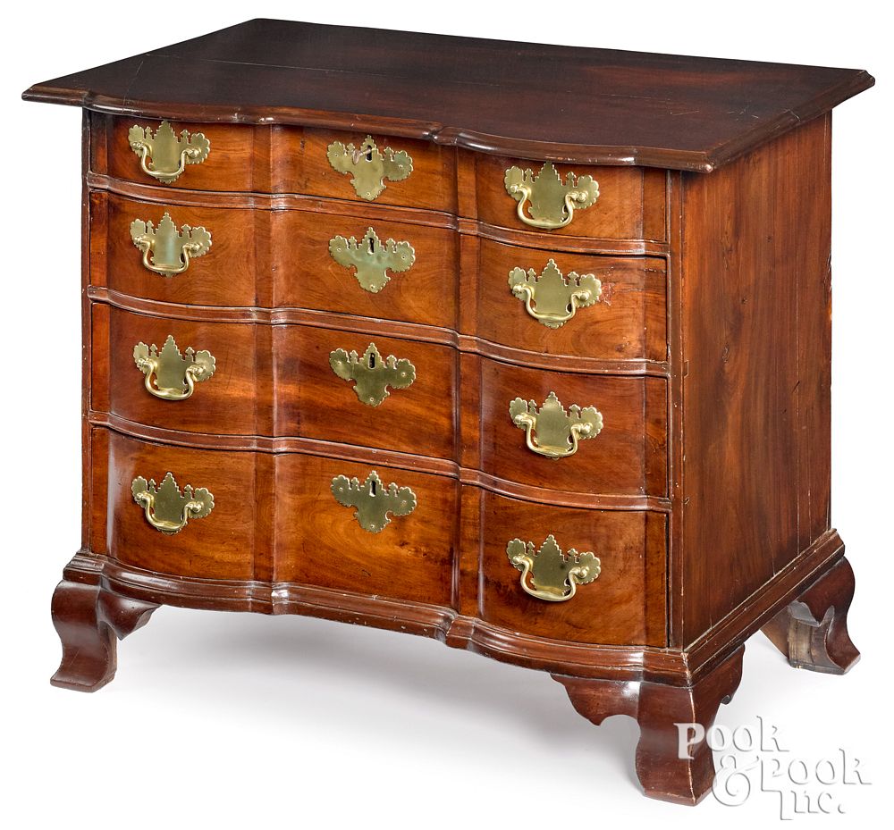 Appraisal: Mass Chippendale block front chest of drawers Massachusetts Chippendale mahogany