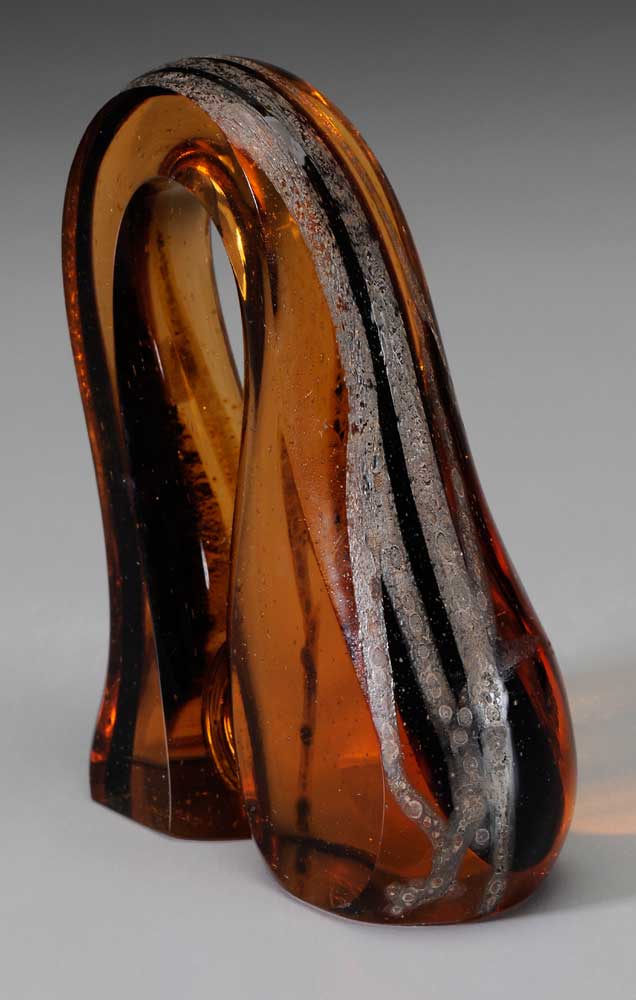 Appraisal: Harvey Littleton American born art glass amber folded-rod form marked