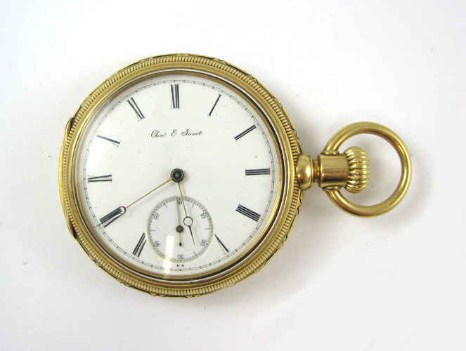 Appraisal: EIGHTEEN KARAT GOLD OPEN FACE POCKET WATCH Charles Edouard Jacot