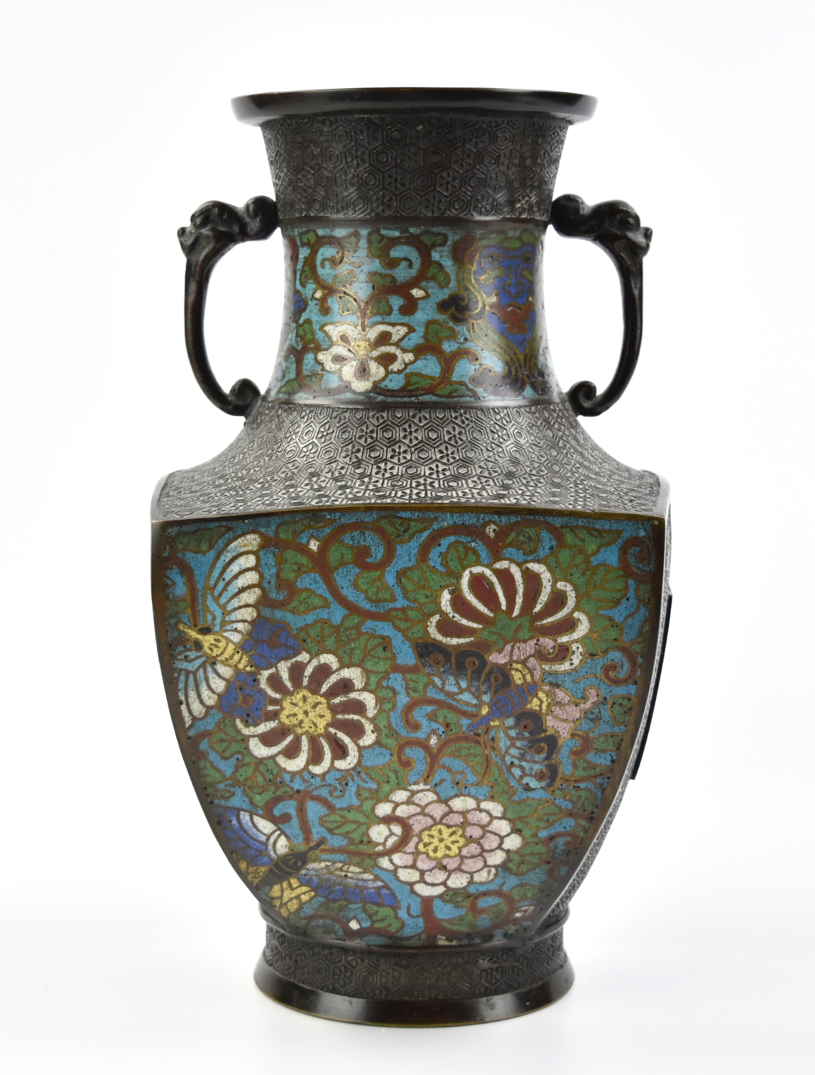 Appraisal: a Japanese Meiji Period cloisonne vase painted with floral motifs