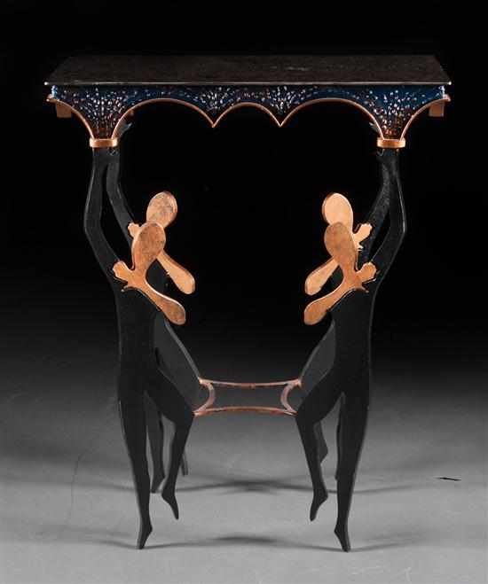 Appraisal: John R Keyser contemporary painted metal Dancer console table arched