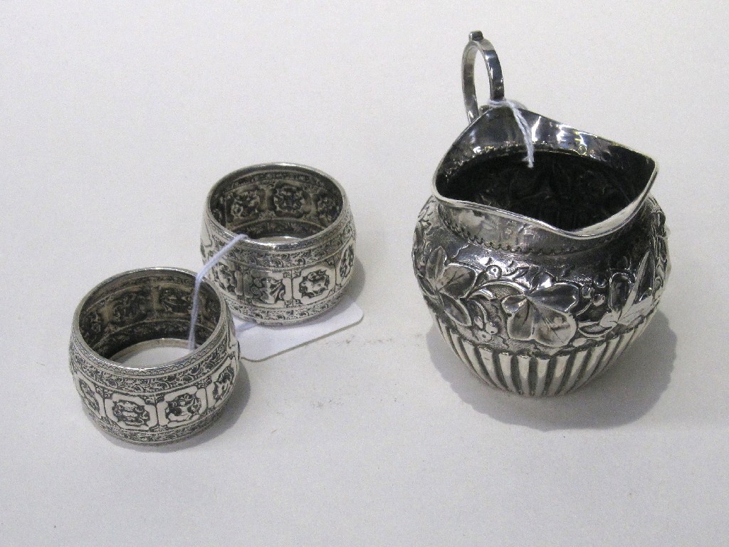 Appraisal: Lot comprising silver cream jug silver spoon and a pair