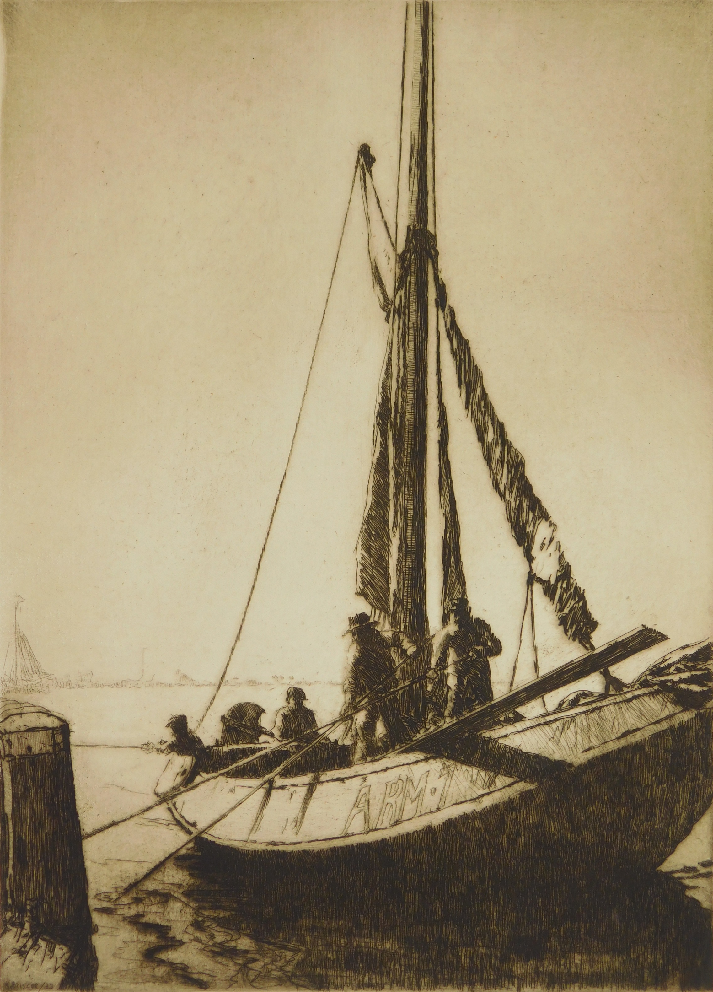 Appraisal: Arthur Briscoe British - Figures in a Boat- etching signed