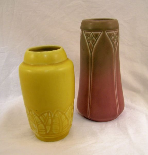 Appraisal: pcs Rookwood Pottery Lot includes Rose colored matte glaze measures