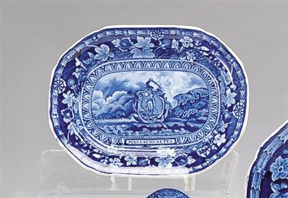 Appraisal: Small historical blue transferware platter thomas mayer stoke cliff bank