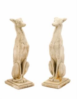 Appraisal: Pair Cast Stone Whippet Garden Statues Matched pair of cast