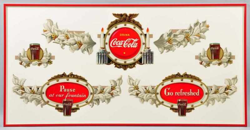 Appraisal: Coca-Cola Colonial Candelabra Display Description Beautifully mounted in a shadowbox