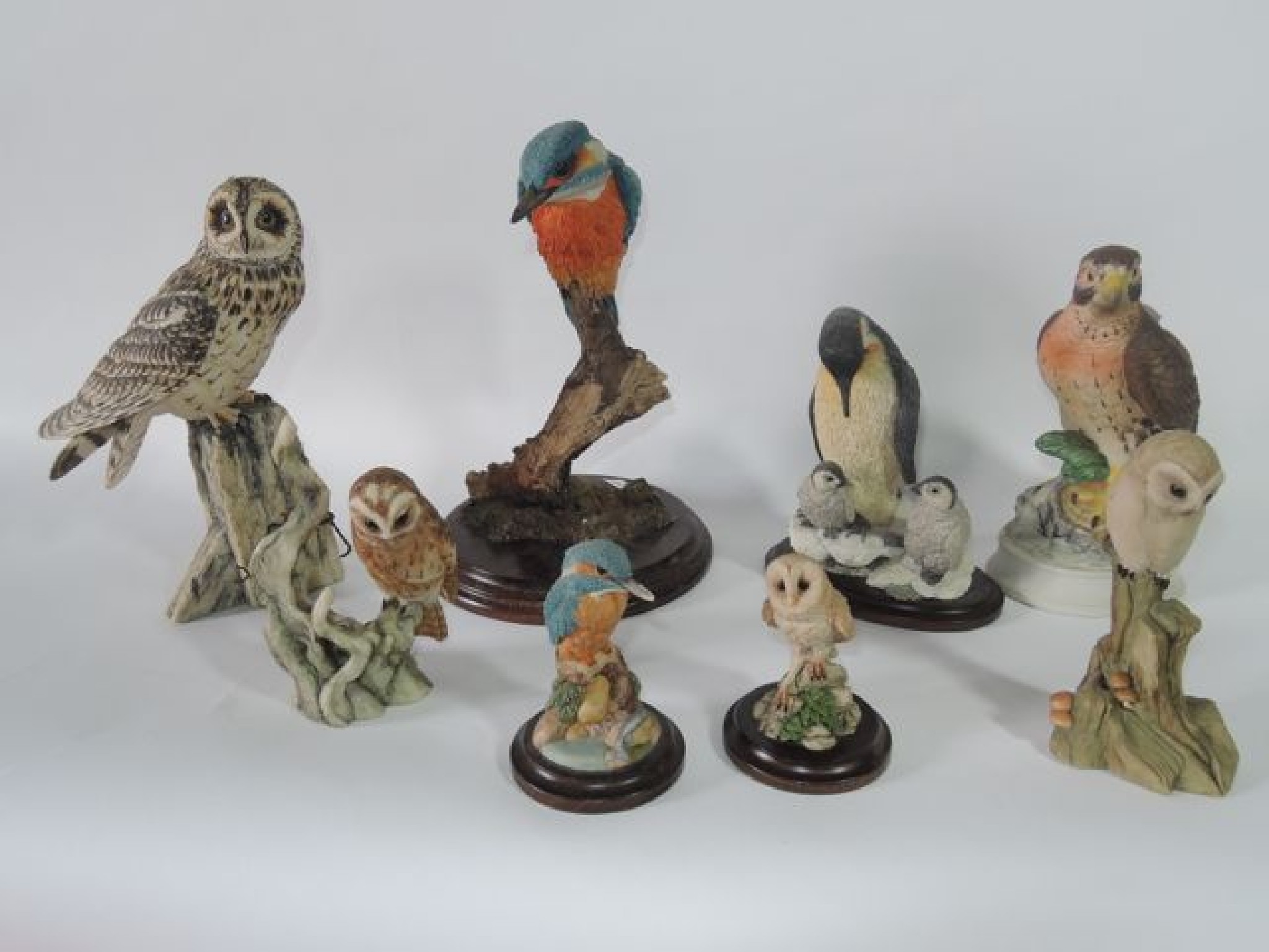 Appraisal: A collection of cast resin models of birds including a