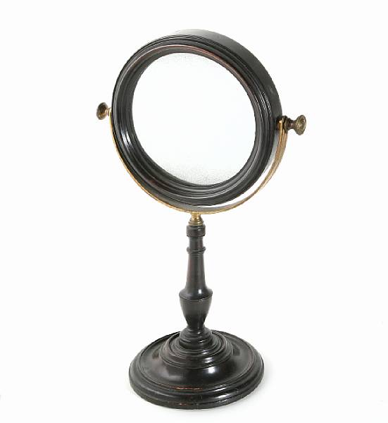 Appraisal: An English black painted shaving mirror circa height in