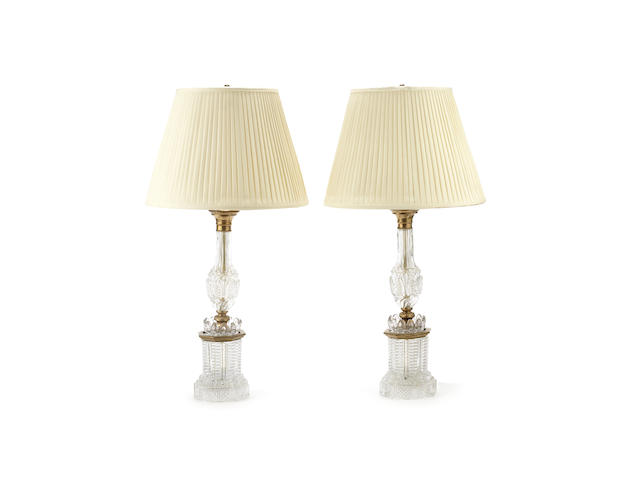 Appraisal: A pair of decorative gilt brass moulded glass lampbases in