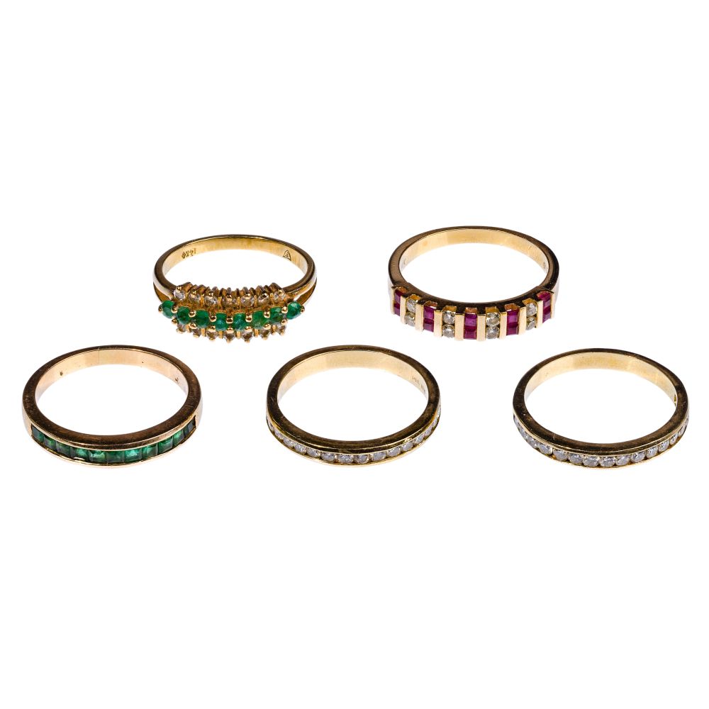 Appraisal: K YELLOW GOLD AND GEMSTONE RING ASSORTMENT items including diamond