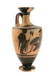 Appraisal: GRECIAN ANTIQUITY - Attic Black Figure Lekythos depicting warrior seated