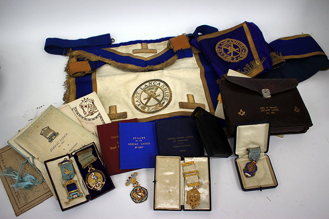 Appraisal: A QUANTITY OF EAST LANCASHIRE MASONIC RELATED ITEMS to include