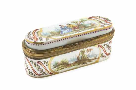 Appraisal: A French Enameled Porcelain and Gilt Metal Mounted Box the