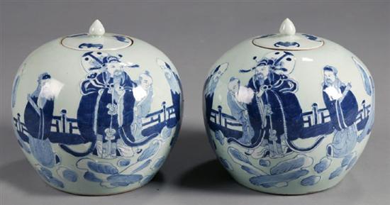 Appraisal: PAIR OF GINGER JARS Asian early th century porcelain Celadon