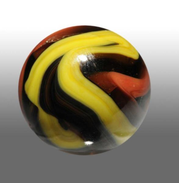 Appraisal: Christensen Agate Flower-Swirl Marble Description Swirls of black salmon and