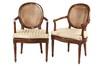 Appraisal: PAIR CANED ARMCHAIRS - 's Custom Replica Louis XIV Walnut