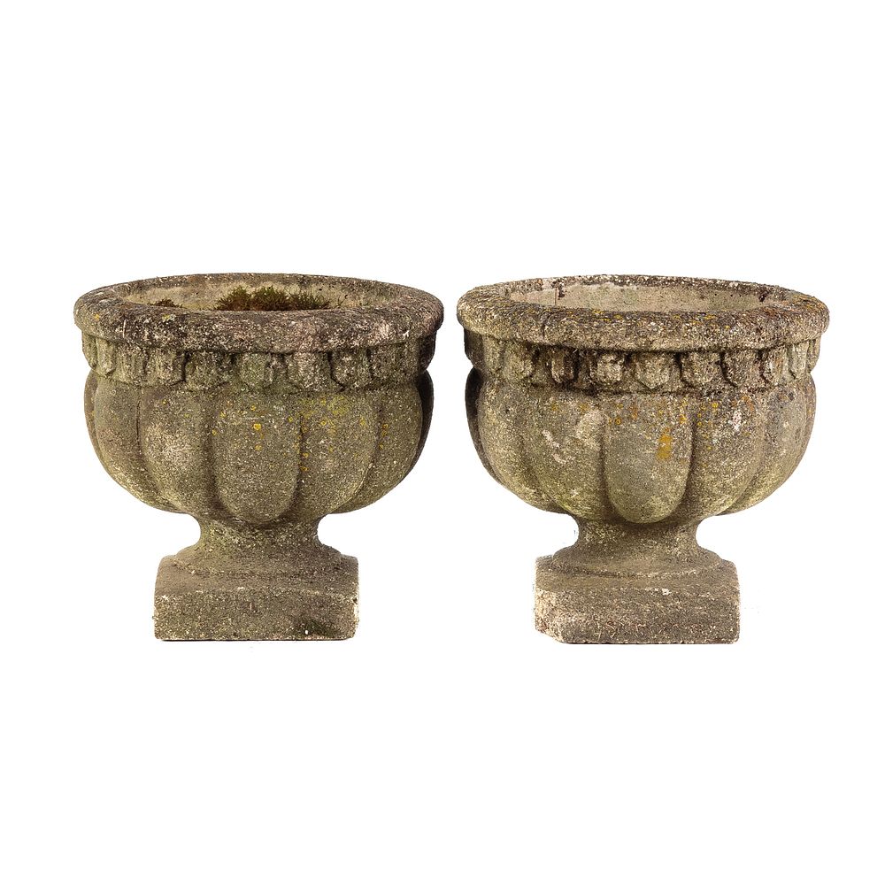 Appraisal: Pair of Classical Style Concrete Planter Urns in H in