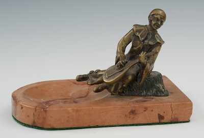 Appraisal: A Cast Bronze Figure of Seated Pierrot on Marble Base