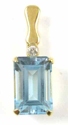 Appraisal: BLUE TOPAZ AND FOURTEEN KARAT GOLD PENDANT set with round-cut