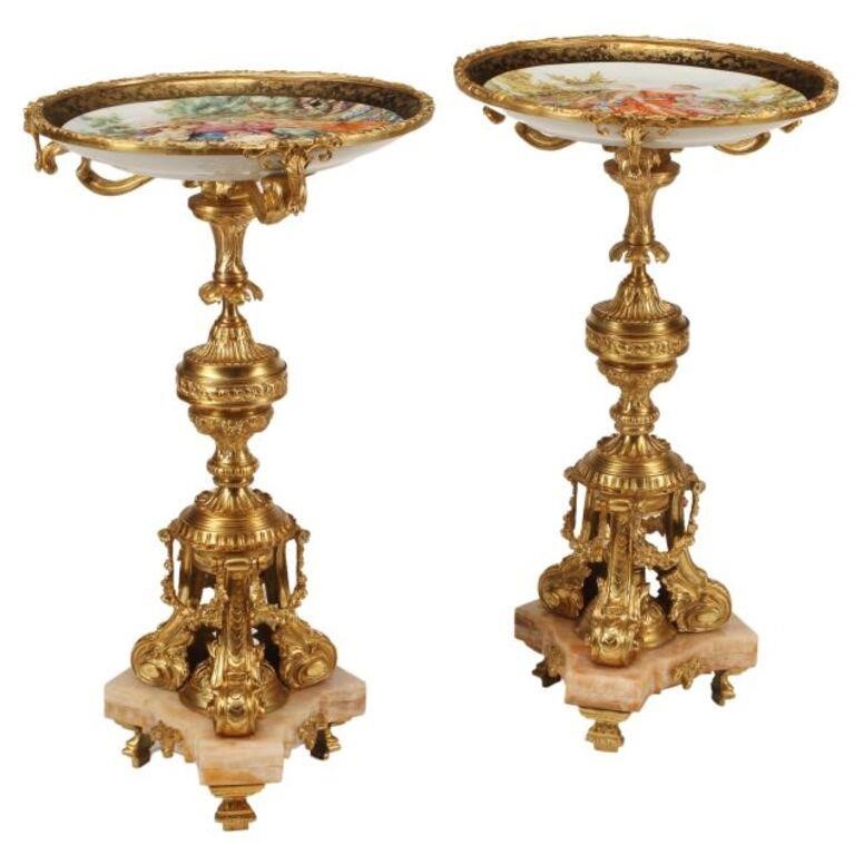 Appraisal: pair Regence style bronze dore and porcelain side tables each